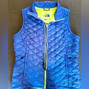 North Face size Large vest, blue and lime green